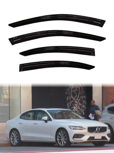 Déflecteurs de fenêtre de voiture Volvo S60 Slimline transparents noirs en acrylique GCS 4 pièces 2019-2025, installation avec ruban adhésif 3M - Product Image 2