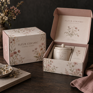 Caja de Embalaje de Cartón Corrugado Impresa Personalizada para Velas FLEUR - Product Image 1
