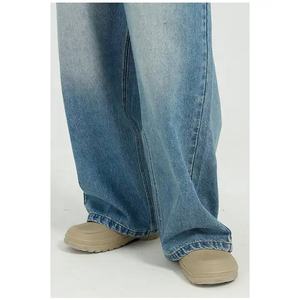 Pantalones Vaqueros de Mezclilla Azul Claro con Cordón en la Cintura, 100% Algodón, Calidad de Exportación, Corte Ajustado, Estilo Baggy, para Hombre - Product Image 2