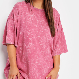T-shirt grande taille délavé à l'acide, col rond, avec logo personnalisé, mode estivale, uni, pour femme, idéal pour l'extérieur - Product Image 5
