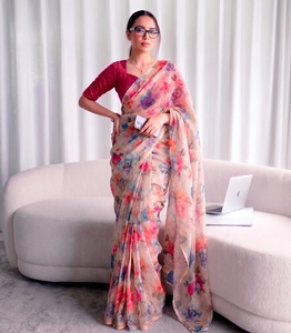 Indian Traditional Ethnic Casual Saree in Floral Print for Daily Wear and Festive Function for Women Fancy Trendy Outfit - Product Image 1