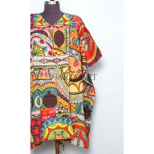 Kaftan en dentelle de coton pur très demandé pour femmes, imprimé floral délicat, respirant, écologique, coupe ample, tenue décontractée d'été pour la plage - Product Image 3