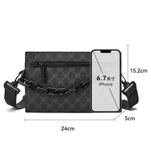Sac bandoulière messager en PU pour homme, petit format, imprimé personnalisé, avec fermeture éclair, pour usage quotidien et extérieur - Product Image 4