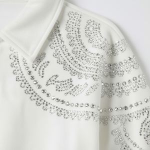 Ensemble survêtement homme en coton personnalisé en gros, lavage à l'acide, strass, deux pièces, veste et pantalon, streetwear, poids lourd, écologique, luxe - Product Image 5