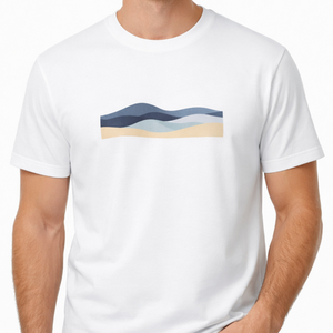Camiseta Clásica Blanca Informal de Algodón para Hombre |   Ropa Urbana con Estampado Artístico de Playa y Olas |   Fabricante de Logotipos Personalizados - Product Image 2