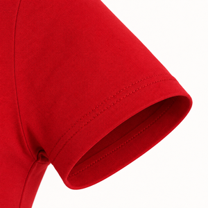 T-shirt court à col rond rouge pour femme, manches courtes, coupe ajustée, tricoté, uni, décontracté, streetwear, 100% coton, printemps été - Product Image 4