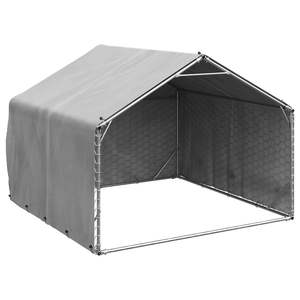 Caseta Grande para Perros de Exterior, de Acero Galvanizado Plateado, Casa y Muebles para Mascotas - Product Image 1