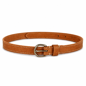 Ceinture en cuir véritable marron pour femme, style décontracté, avec boucle métallique et bords cousus, vente en gros, fournisseur et fabricant de ceintures habillées pour femmes - Product Image 5