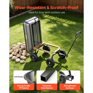 Carrello da Giardino in Polietilene da 180 kg con Meccanismo di Scarico Rapido e Ruota Girevole a 180 Gradi, Carriola con Scarico Rapido a 90 Gradi - Product Image 6