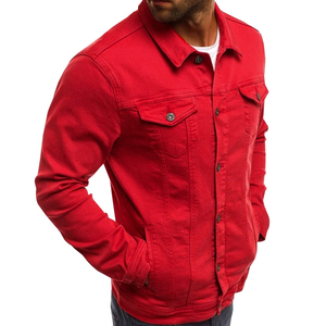 Chaqueta vaquera rosa para hombre, corte ajustado, cuello vuelto, botones frontales, ropa exterior informal, chaqueta de algodón lavado para primavera - Product Image 4
