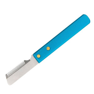 Couteau de toilettage professionnel pour animaux de compagnie, acier inoxydable, manche bleu, outil manuel pour le soin des oreilles des chiens et des chats - Product Image 2