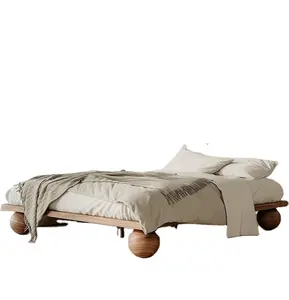 Wholesale High Quality Modern Luxury Living Room Kids' Bed Furniture Wooden Bed With Round Legs kids' Bed Without Headboard