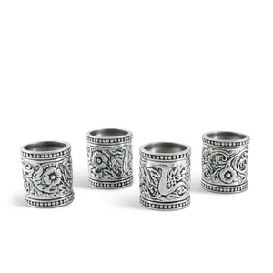 Juego de 4 Anillos para Servilletas de Aleación de Zinc Estilo Vintage, Diseño Floral Americano, Tono Plateado, Decoración de Mesa para Bodas, 4.5cm de Ancho, Duraderos, ZE-3275A - Product Image 4