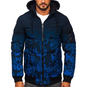 Chaqueta Bomber de Invierno para Hombre, Diseño de Lona, Ecológica, Gruesa, con Capucha, Cierre de Cremallera, Impermeable, Acolchada, Personalizable - Product Image 1