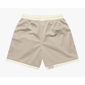 Men's Gray Mesh Drawstring Shorts Breathable <b>Elastic</b> Waist Custom Logo Front Casual Sports Wear - Product Image 2