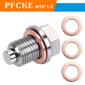 Bouchon de vidange d'huile magnétique en acier inoxydable M14*1.5 / M16*1.5 avec aimant néodyme, bouchon de carter d'huile magnétique avec 3 joints - Product Image 6