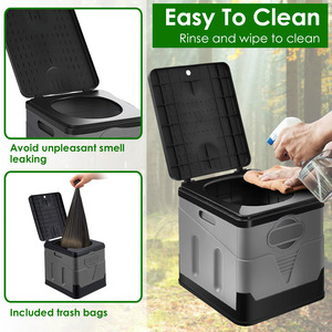 Borsa portatile da esterno per auto campeggio in barca escursionismo-WC di emergenza pieghevole con coperchio e sacchetti della spazzatura 1 pezzo - Product Image 1