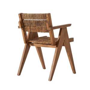 Chaise de salle à manger en teck massif de qualité supérieure, assise et dossier en corde tressée à la main, écologique, imperméable, moderne, durable, pour l'intérieur et l'extérieur - Product Image 4