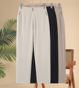 Women's Comfortable Elastic Trousers Pants Casual Autumn Regular Solid 100% Cotton Canvas Suit - Product Image 1