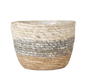 Macetas de Almacenamiento de Piso de Jacinto de Agua y Algodón, Estilo Retro, Hechas a Mano en Vietnam, con Asas Tejidas, Ecológicas - Product Image 1