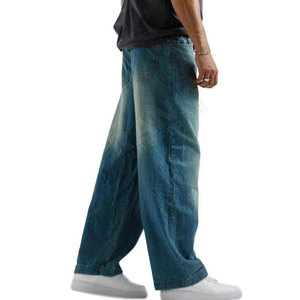 Pantalons pour hommes de qualité supérieure, service de fabrication OEM en gros, pantalons baggy en jean pour hommes lavés - Product Image 3