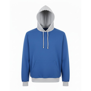 Sweat à capuche pour homme en coton 100% de qualité supérieure, imprimé personnalisé, logo brodé sur le devant - Bleu royal et gris - Product Image 5