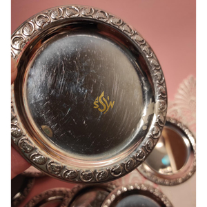 New Classic Decorative Tea & <b>Coffee</b> Cup Metal Coaster with Holder Household Kitchenware Dining <b>Table</b> <b>Round</b> Shape Handmade <b>Silver</b> - Product Image 5