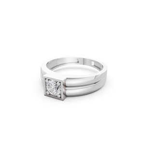 Anillo Modernista Aarinya para Hombre, con Bisel Cuadrado Arquitectónico, Diamante Cultivado en Laboratorio Certificado por IGI, Plata 925, Diseño Acanalado - Product Image 3