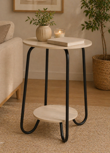 White Round Double Tier Metal Storage <b>Rack</b> Minimalist Design For Living Room Use Lightweight Standing Type - Product Image 5