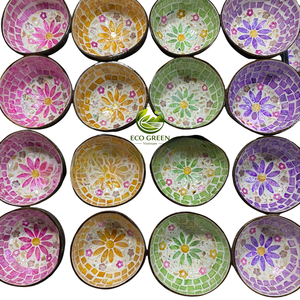 Handmade Coconut Shell Bowl with Mother Pearl Inlay Eco-Friendly Sustainable Kitchenware Chinese New Year Gift Vietnam Supplier - Product Image 2