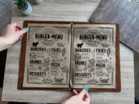 Porte-menu de luxe en cuir véritable de haute qualité, pliable, grande capacité, protection anti-odeurs, restaurants, cafés, hôtels, sur mesure
