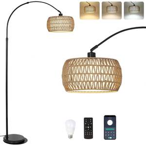 Lámpara de Pie de Diseño Boho con Bombilla LED de Color Regulable, Control Remoto por Aplicación, para Noches de San Valentín - Product Image 1