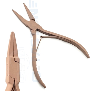 Hair <b>Extension</b> Fitted Plier 5.5 Inch Micro Ring Nano <b>Bead</b> Crimping Tool Flat Nose <b>Extension</b> Clamp & Remover - Product Image 4