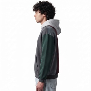 Sweat-shirt à capuche zippé uni pour homme, coupe droite, avec poches en polaire, style décontracté pour l'automne, manches classiques, tricot patchwork personnalisé - Product Image 6