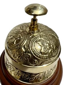 Golden Antique <b>Brass</b> Floral Design Push Table Call <b>Bell</b> Manual Press Desk <b>Bell</b> for Office School Hotel Nautical Gift - Product Image 5