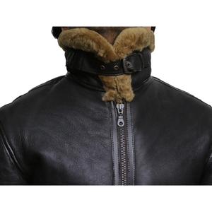 Personaliza Tu Propio Diseño, Chaqueta de Invierno para Hombre, de Cuero Genuino, con Forro de Piel Sintética Sherpa, Cuello Alto - Product Image 5
