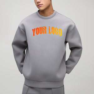 Sudadera Gris de Cuello Redondo para Hombre con Logotipo Personalizado, Corte Regular, Estampado Frontal, Ropa Casual de Otoño, 100% Algodón Tejido - Product Image 4