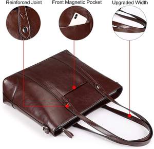 Leather Tote <b>Bag</b> <b>for</b> Women Office Shoulder Handbag 15.6 Inch Work <b>Laptop</b> Briefcase. - Product Image 3