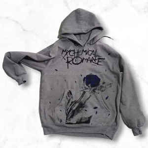 Sudadera con capucha de araña desgastada lavada con ácido Vintage de tela de punto de felpa francesa para Hombre - Product Image 1