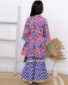 Elegante estampado Floral mezcla de algodón Sharara Garara traje para niñas niños diseñador étnico indio ropa de moda paquistaní - Product Image 2