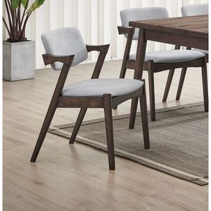 Set di 2 Sedie da Pranzo in Stile Mid-Century Modern, Legno Massello, Rivestimento in Tessuto, Cuscino Imbottito, Design Unico in Noce e Legno di Gomma - Product Image 3