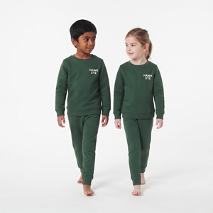 Conjunto Deportivo de Felpa de Algodón para Niños, Diseño Personalizado, Sudadera con Capucha y Pantalones Deportivos de Color Verde Sólido, Logotipo Personalizado, Ropa de Invierno - Product Image 3