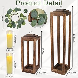 Lanterne en bois de qualité au design tendance avec toit en métal et côtés en verre pour éclairage décoratif intérieur/extérieur - Product Image 4