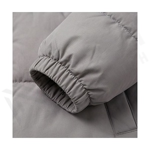 Veste matelassée pour femme, hiver, col montant, manches longues, rembourrage en polyester, fermeture éclair, couleur gris uni, longueur normale - Product Image 6
