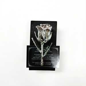 Handmade Forever <b>Rose</b> Dipped In Pure Silver Natural Long Stem Flower Preserved In Finish Luxury Silver Anniversary Gift - Product Image 1