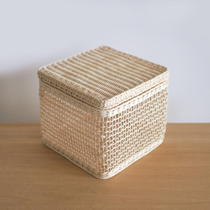 Best selling square rattan <b>box</b> with handle storage <b>container</b> cheapest cost hand-weave boxes - Product Image 5