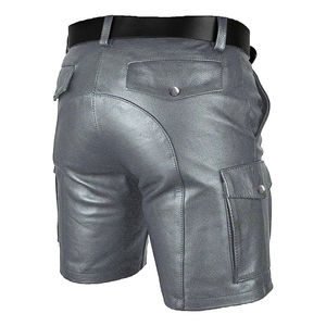 Shorts cargo gris pour homme, taille mi-haute, avec passants de ceinture, respirants, décontractés, avec poches, couleur unie, tissu tissé - Product Image 4