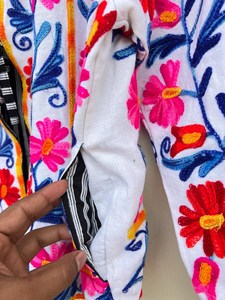 Veste kimono en velours de coton 100% faite à la main |   Automne/Hiver Respirant Écologique Séchage Rapide Anti-Plis Col Rond Matelassé - Product Image 3