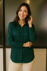 Chemise boutonnée élégante en polyester bleu sarcelle et vert citron pour tenue décontractée semi-formelle, tailles homme M L XL XXL - Product Image 4