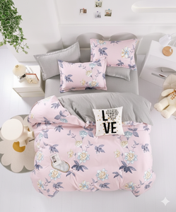Luxury 4-Piece Twin Modern Bedding <b>Set</b> Floral Printed <b>Duvet</b> Cover Matching <b>Pillow</b> Covers All-Season Washed Cotton Home - Product Image 2
